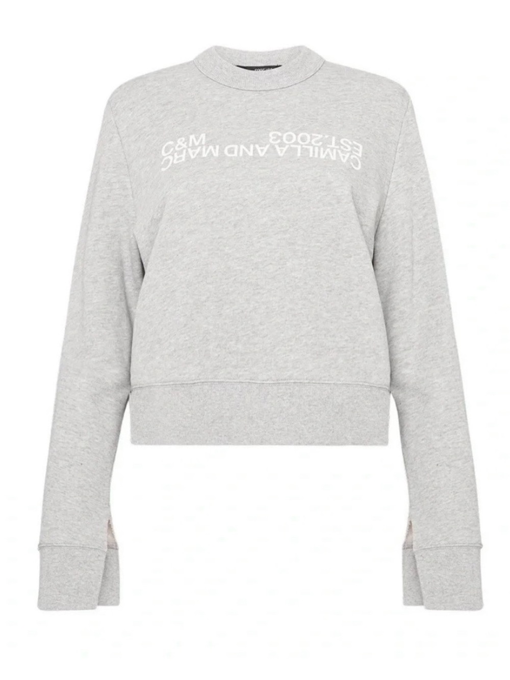 camilla & marc Light Grey Logo Cropped Crewneck Sweatshirt